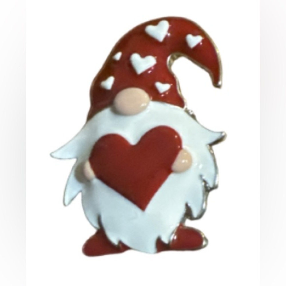 Valentine's Day Red and White Gnome pendant/pin
